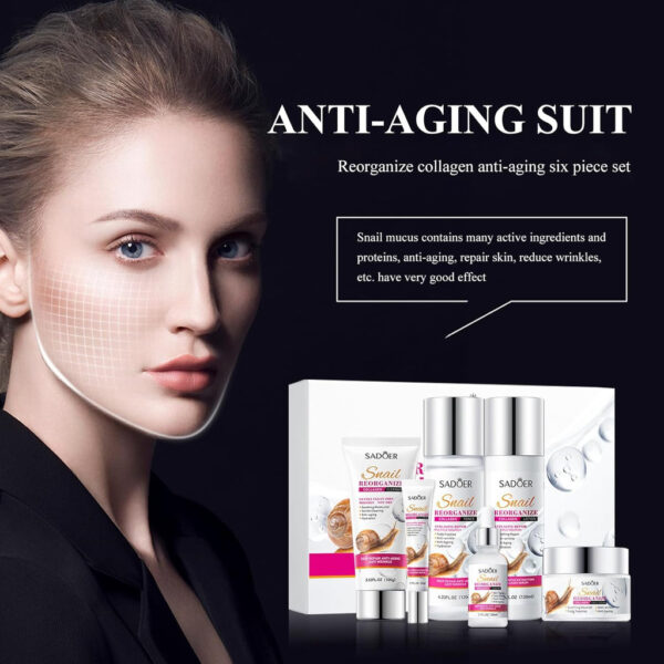 SADOER Snail Facial Care Kit – 6-Piece Collagen-Enriched Skincare Set for Deep Hydration & Youthful Glow - Image 3