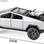 Tesla Cybertruck Pickup with Motorcycle – 1:32 Scale Diecast Model