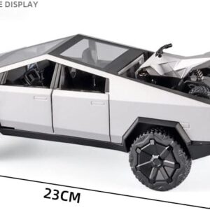 Tesla Cybertruck Pickup with Motorcycle – 1:32 Scale Diecast Model