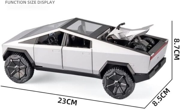 Tesla Cybertruck Pickup with Motorcycle – 1:32 Scale Diecast Model