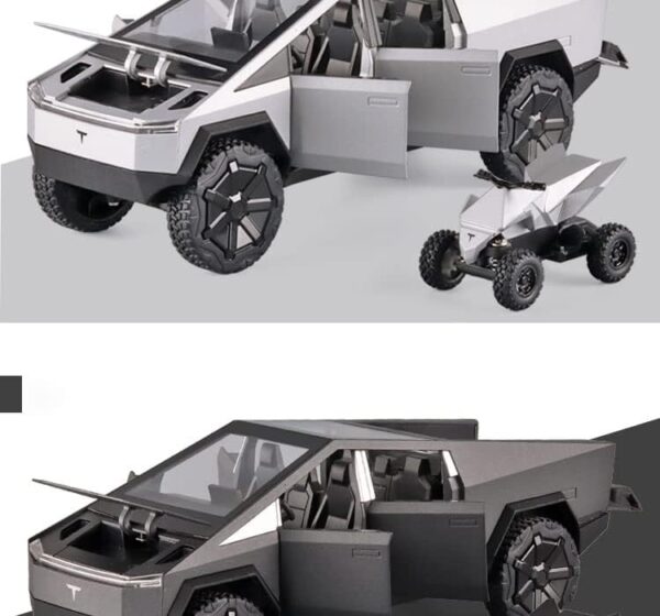 Tesla Cybertruck Pickup with Motorcycle – 1:32 Scale Diecast Model