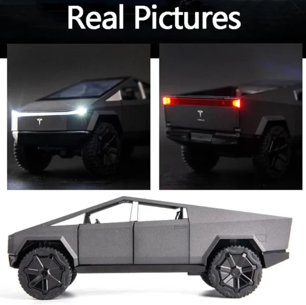 Tesla Cybertruck Pickup with Motorcycle – 1:32 Scale Diecast Model