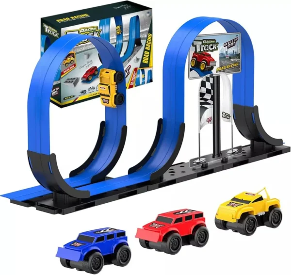 Track Racing Car Toy – DIY Magnetic Stunt Car with Inertia Roller Coaster Track