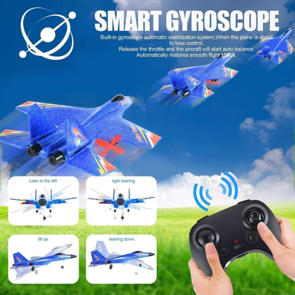 SU-27 RC Airplane – 2.4GHz 2-Channel Remote Control Jet with Gyro & LED Night Lights