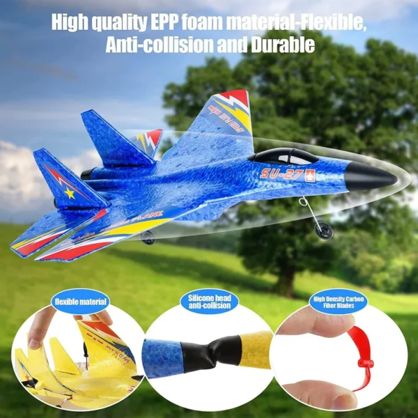 SU-27 RC Airplane – 2.4GHz 2-Channel Remote Control Jet with Gyro & LED Night Lights