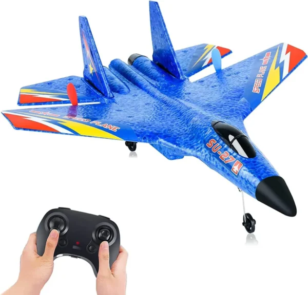 SU-27 RC Airplane – 2.4GHz 2-Channel Remote Control Jet with Gyro & LED Night Lights