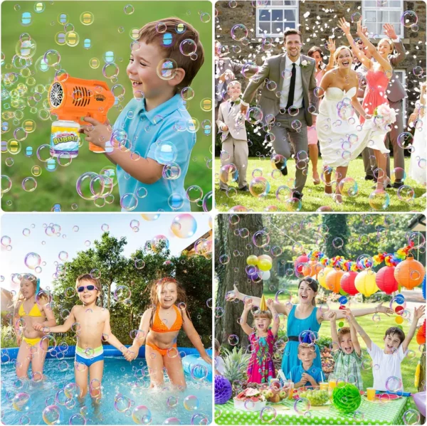 Bubble Machine Bubble Gun for Kids – 10-Hole LED Light Bubble Maker (10,000+ Bubbles Per Minute)