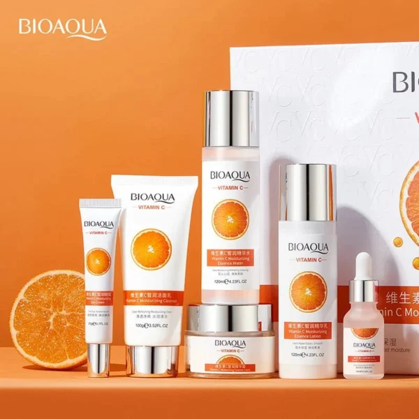 BIOAQUA 6-Piece Vitamin C Skin Care Set – Moisturizing & Anti-Aging Facial Kit