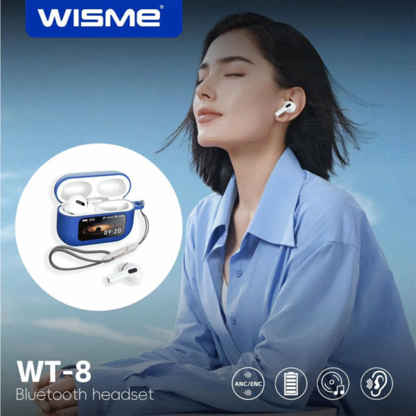 WISME WT8 Smart Earbuds – 1.45" AMOLED Touch Display | ANC Noise Cancellation | GPS Tracking | 260mAh Battery | Compatible with Android & iOS