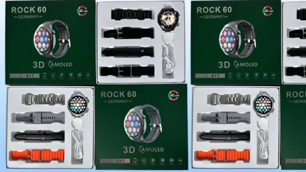 ROCK 60 Germany Smart Watch with Wireless Charging & 4 Interchangeable Straps
