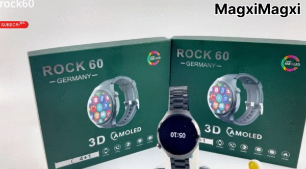 ROCK 60 Germany Smart Watch with Wireless Charging & 4 Interchangeable Straps
