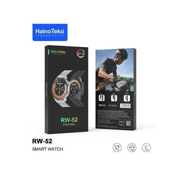 Haino Teko RW52 Smart Watch – Premium Round AMOLED Display with 3 Interchangeable Straps