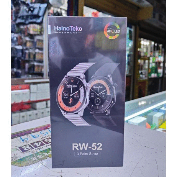 Haino Teko RW52 Smart Watch – Premium Round AMOLED Display with 3 Interchangeable Straps