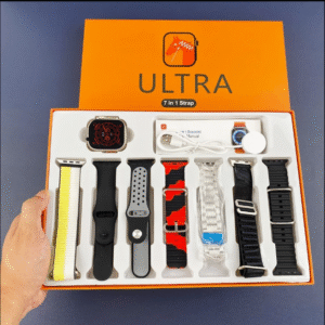 Gift No. 1 7in1 Ultra Smart Watch with 7 Straps Metal Ocean Rubber Nylon Wireless Charger Bt Call 7 in 1 Ultra Smartwatch