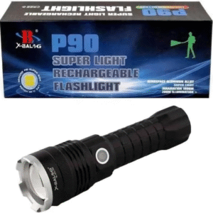 P90 Super Light Rechargeable Flashlight – 90,000 Lumens, Zoomable, IPX7 Waterproof