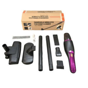 Portable Handheld Vacuum Cleaner – 4000Pa Suction, 60W Power, 100ml Dust Capacity, 2-in-1 Crevice Tool – Lightweight & Cordless (Black + Purple)