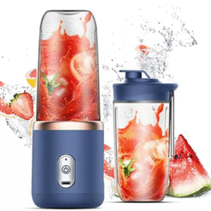 Mini Portable USB Rechargeable Blender – 400ml, 6-Blade Smoothie & Milkshake Maker with 2 Bottles – Wireless, Self-Cleaning, Travel-Friendly (Blue)