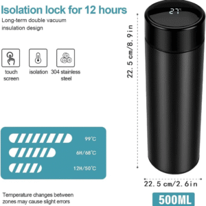 500ml Smart Thermos Cup with LED Temperature Display – Stainless Steel Vacuum Insulated Travel Mug for Hot & Cold Beverages