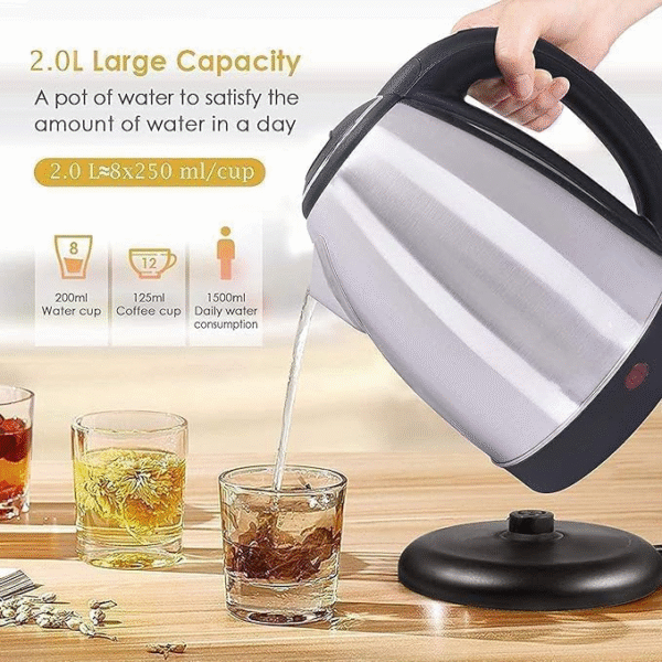 1500W Stainless Steel Electric Kettle – Fast Boil, Auto Shut-Off & Boil-Dry Protection – Ideal for Tea, Coffee, and Hot Water