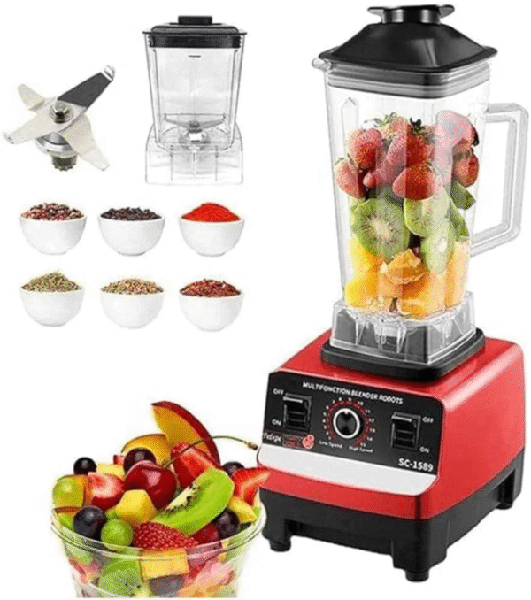 Silver Crest SC-1589 4500W 2-in-1 Commercial Blender & Juicer – Heavy-Duty Mixer with 2 Jars, 15-Speed Control, Stainless Steel Blades
