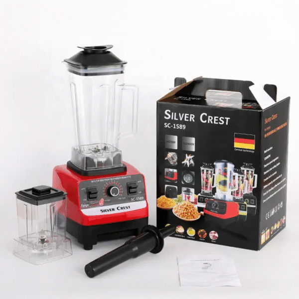 Silver Crest SC-1589 4500W 2-in-1 Commercial Blender & Juicer – Heavy-Duty Mixer with 2 Jars, 15-Speed Control, Stainless Steel Blades
