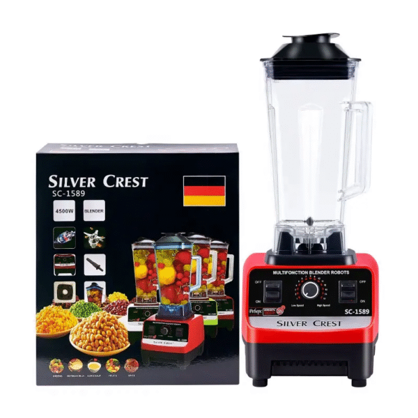 Silver Crest SC-1589 4500W 2-in-1 Commercial Blender & Juicer – Heavy-Duty Mixer with 2 Jars, 15-Speed Control, Stainless Steel Blades