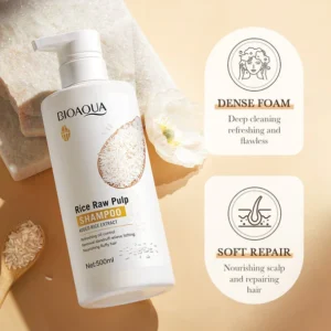 Bioaqua Rice Raw Pulp Anti-Dandruff Shampoo 500ml – Oil Control, Itch Relief & Hair Nourishment