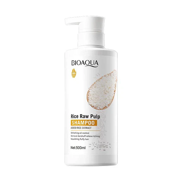 Bioaqua Rice Raw Pulp Anti-Dandruff Shampoo 500ml – Oil Control, Itch Relief & Hair Nourishment