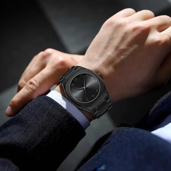 Men’s Stainless Steel Black Arabic Numeral Watch – Classic Arabic Dial, Slim Design, Durable Metal Strap