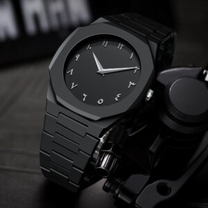 Men’s Stainless Steel Black Arabic Numeral Watch – Classic Arabic Dial, Slim Design, Durable Metal Strap