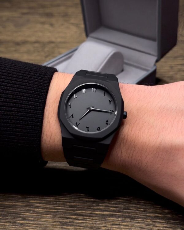 Men’s Stainless Steel Black Arabic Numeral Watch – Classic Arabic Dial, Slim Design, Durable Metal Strap