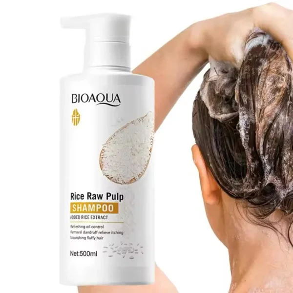 Bioaqua Rice Raw Pulp Anti-Dandruff Shampoo 500ml – Oil Control, Itch Relief & Hair Nourishment